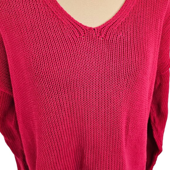 Eileen Fisher Red Knit Loose Fit Cotton Sweater Sz M - Picture 2 of 8